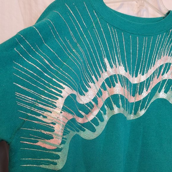Vintage Spin Art Sweatshirt Abstract Painted Design Adult XL Green 80s Retro - Picture 2 of 8